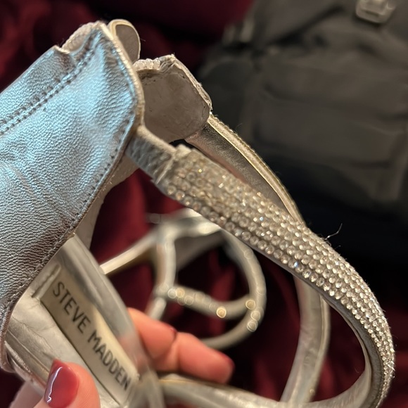 Steve Madden diamanté fancy evening heels silver size 8 - Picture 4 of 5